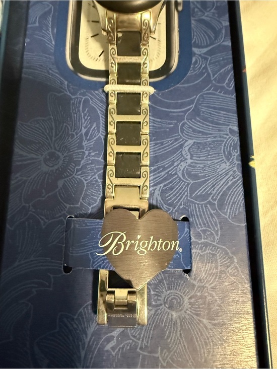 Brighton Silver Watch with Black Accent Links gorgeous NEW in its tin! Gorgeous main image 6